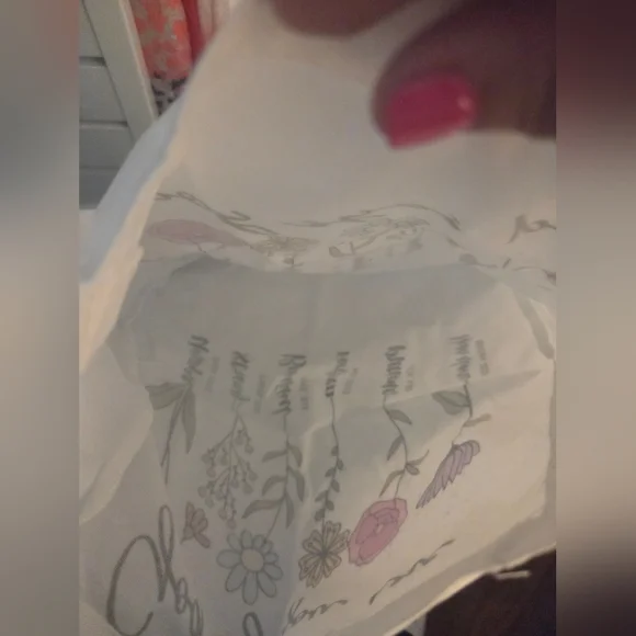 Floral Print White Open Tote Bag - Picture 3 of 3